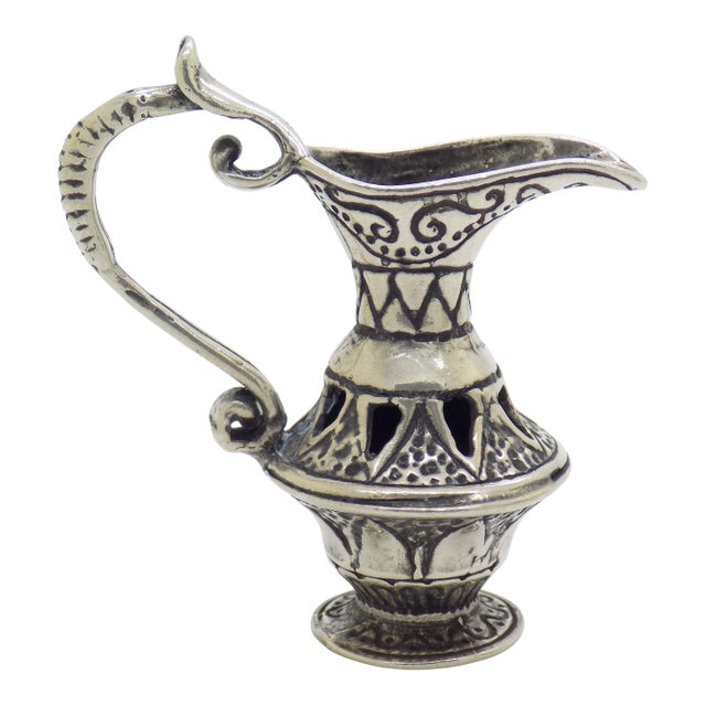 Vintage Italian Handmade Genuine Silver Elixir Bottle Caraf Figurine Miniature Sculpture, Made in Tuscany (Arezzo) For Sale