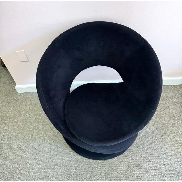 Postmodern Vintage Spiral Ribbon Chair in Black Suede Attributed to Jaymar For Sale - Image 3 of 12