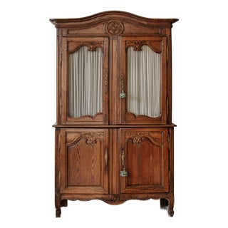 Rare 18th-Century French Louis XV Provincial Carved Buffet À Deux Corps | Ca. 1780 For Sale