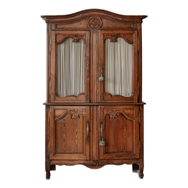 Rare 18th-Century French Louis XV Provincial Carved Buffet À Deux Corps | Ca. 1780 For Sale