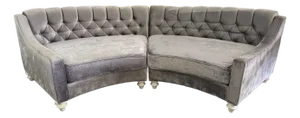 Hollywood Regency Two-Piece Curved Velvet Sectional Sofa