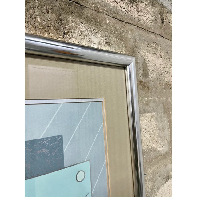 Metal Mid Century Modern Abstract Kimono Custom Framed Lithograph. Circa 1970s For Sale - Image 7 of 13