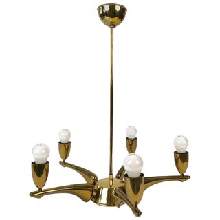 French Brass Chandelier, 1950s For Sale