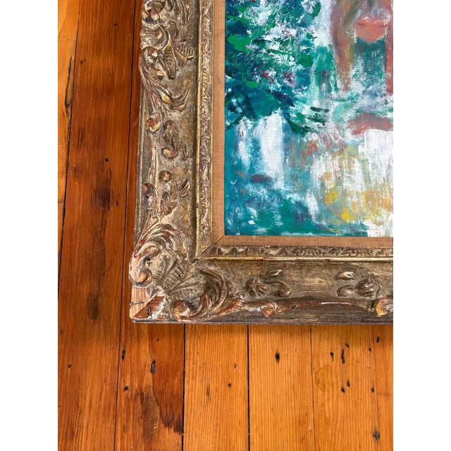 Antique French Impressionistic Painting on Canvas in Antique Wood Frame - Signed For Sale - Image 4 of 6