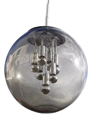 Sputnik Smoked Glass Ball Pendant Lamp from Doria Leuchten, Germany, 1960s