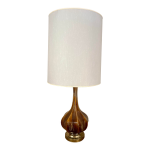 Mid Century Drip Glazed Lamp & Shade