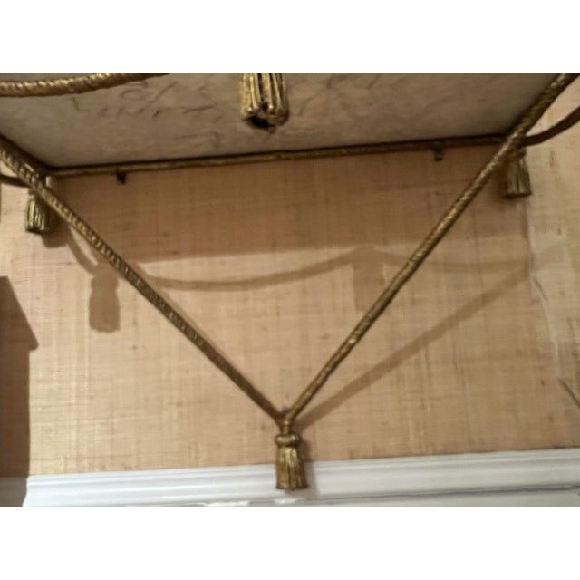 Metal 1950s Italian Gilt Rope/Tassle Marble Top Wall Console For Sale - Image 7 of 12
