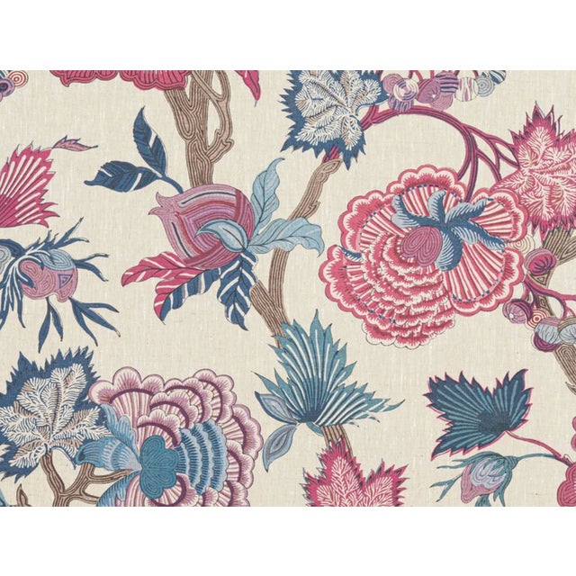 Art Deco Indienne Jacobean Pillow Cover in Raspberry, 22x22 Pillow For Sale - Image 3 of 3