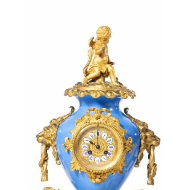 Napoleon III Clock Set in Sévres Porcelain, 19th Century, Set of 3 For Sale - Image 3 of 7