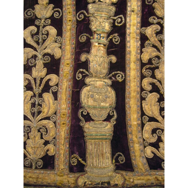 Large Velvet Gold and Silk Embroidered Antependium Circa 17 Century For Sale - Image 10 of 14