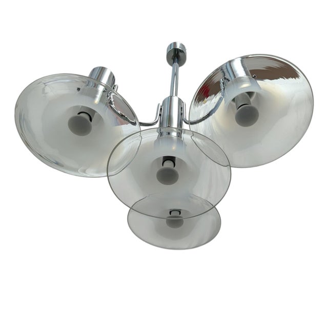Metal Four-Light Chandelier in Chromed Steel, 1970s For Sale - Image 7 of 13