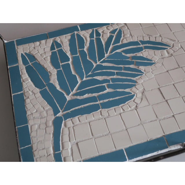 Mid-Century Modern Black and Blue Ceramic Metal Tray For Sale - Image 3 of 4