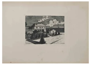 Georges-Henri Tribout, The Villa by the Sea, Original Etching, Early 20th-Century