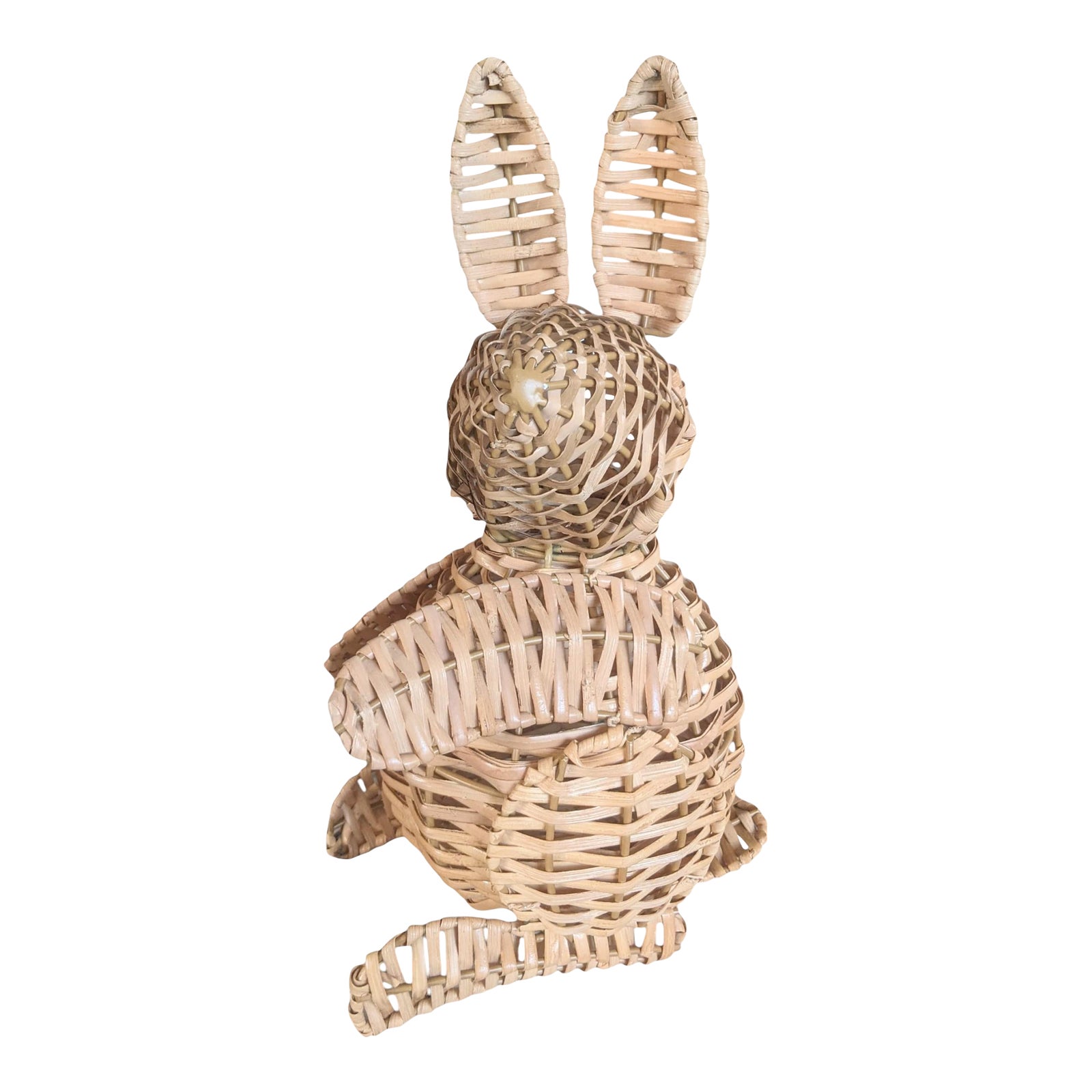 Woven Wicker Rattan Easter Bunny Rabbit | Chairish