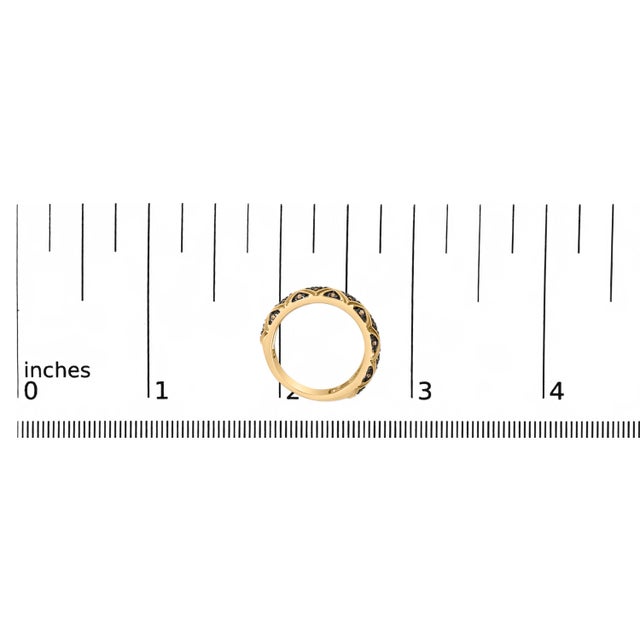 10K Yellow Gold Plated .925 Sterling Silver 3/8 Cttw Champagne Diamond Geometric Style Band Ring - Size 7 For Sale In New York - Image 6 of 6