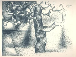 1980s Plate 6 Tree Pochoir After Pablo Picasso