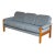 Teak Blue Sofa Mid-Century Modern 3 Seater Couch Broad Living Room Seating 1970s For Sale