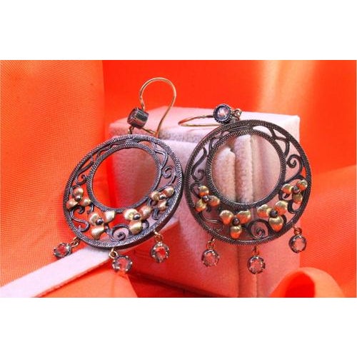 Gold and Silver Earrings with Three Pendants, Set of 2 For Sale - Image 11 of 11