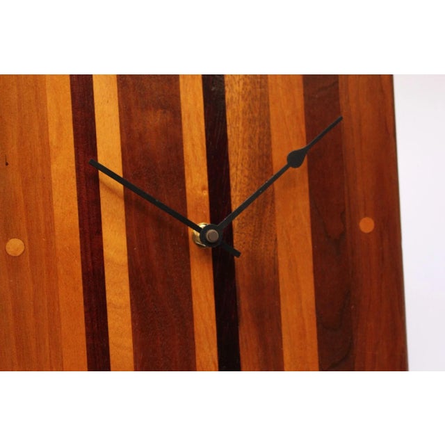 Mid-Century Modern Mixed Wood Wall Clock For Sale - Image 9 of 12
