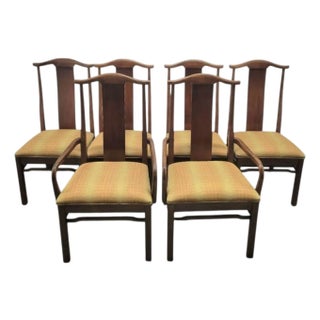 Vintage Bernhardt Mid Century Modern Michael Taylor Style Pecan, Walnut Sleek Dining Room Chairs- A Set 6 For Sale