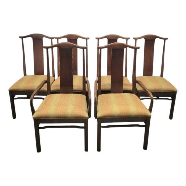 Vintage Bernhardt Mid Century Modern Michael Taylor Style Pecan, Walnut Sleek Dining Room Chairs- A Set 6 For Sale