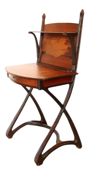 French LOUIS MAJORELLE Art Nouveau Marquetry Mahogany Secrétaire Desk
