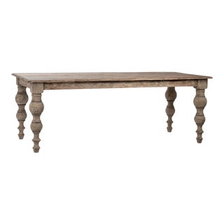 Salvaged Pine Ball Leg Dining Table 84" For Sale