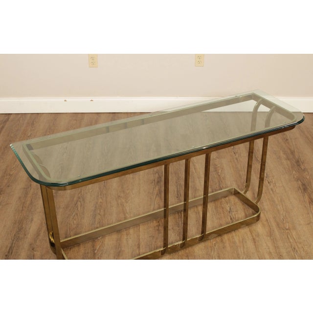 Postmodern Brass & Glass Console Table For Sale In Philadelphia - Image 6 of 13