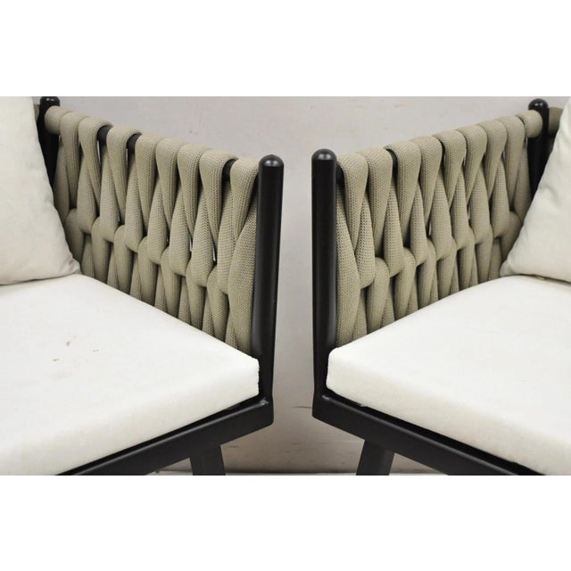 Modern Rove Concepts Pierre Outdoor Dining Chair Aluminum Frame Woven Design - A Pair For Sale - Image 3 of 12