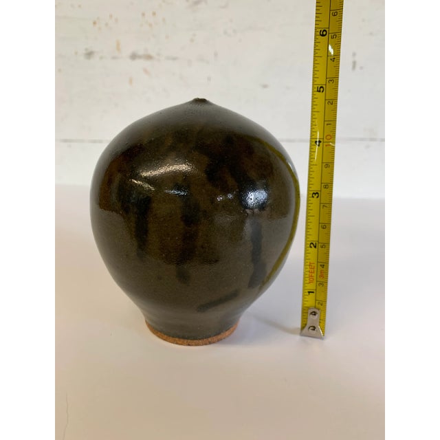 Ceramic Mid-Century Modern Green Brown Glaze Ceramic Weedpot For Sale - Image 7 of 10