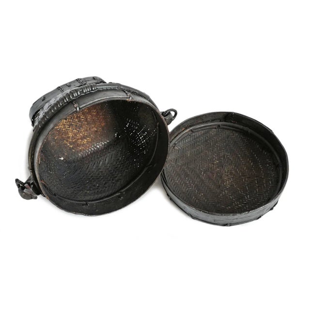 Mid 20th Century Vintage Round Akha Thai Basket For Sale - Image 5 of 6