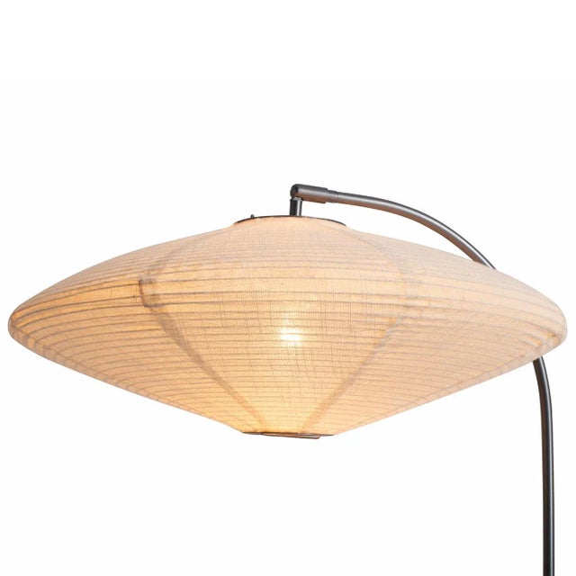 Roswell Floor Lamp - Matte Black Finish, Handcrafted Shinpuru-Sa Linen-Cotton Shade, Black Marble Base, Dimmer For Sale - Image 6 of 12