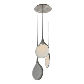Stillabunt by Oggetti Ceramic 3-Port Chandelier, Silver For Sale