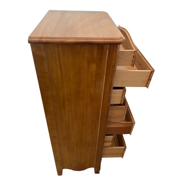 1990s Vintage Ethan Allen Lingerie Dresser French Country Seven Drawers Solid Maple For Sale - Image 5 of 11