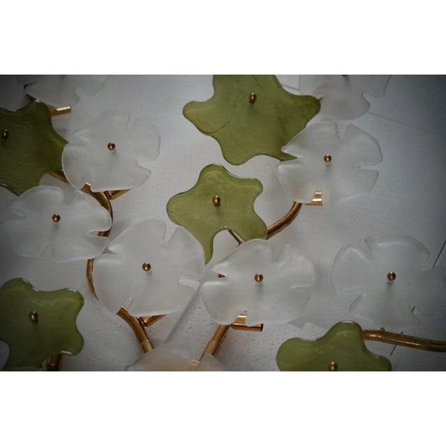Mid-Century Murano Art Glass and Brass Chandelier, 1980s For Sale - Image 4 of 10