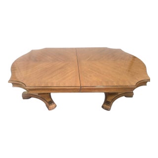 Mid-Century Modern Dining Table With Chevron Veneer Top For Sale