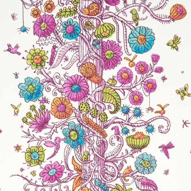 Contemporary SAMPLE - Schumacher x The New Yorker Edward Steed's Towers Of Flowers Wallpaper In Multicolor Burst For Sale - Image 3 of 5