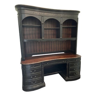 Hooker Seven Seas Executive Desk With Shelving Unit For Sale