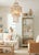Serena & Lily Vintage Custom Painted Baby Blue Gold Arched Pencil Reed Glass Shelving Unit Etagere For Sale - Image 4 of 13