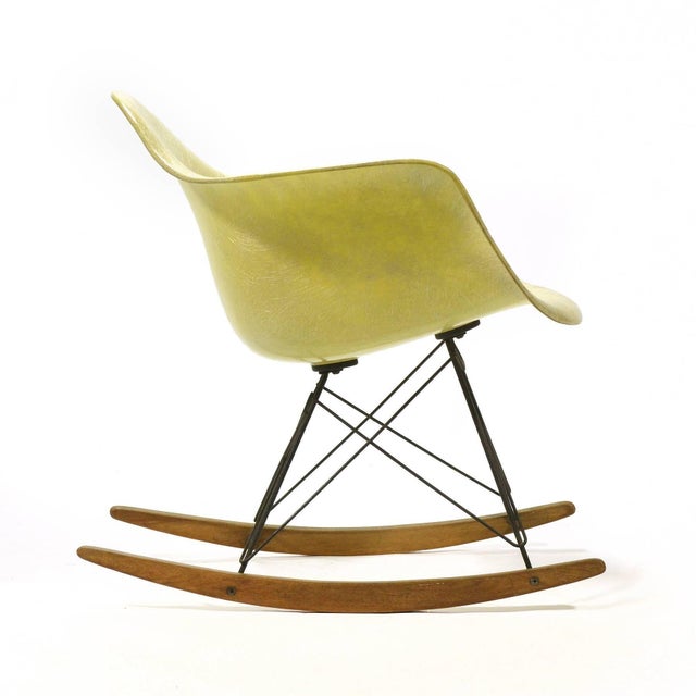 Wood Eames Lemon Yellow Zenith Rope-Edge, RAR Rocker by Herman Miller For Sale - Image 7 of 10