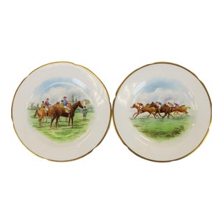 English Racehorse Dinner Plates - A Pair For Sale