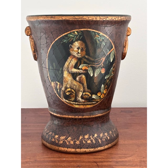 Ceramic Sarreid Ltd. Ceramic Monkey Cachepot Planter For Sale - Image 7 of 9
