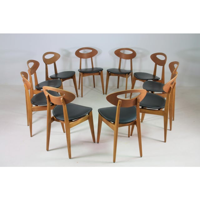 Ten Dining Room Chairs by Roger Landault for Maison Sentou, 1950, Set of 10 For Sale - Image 6 of 16