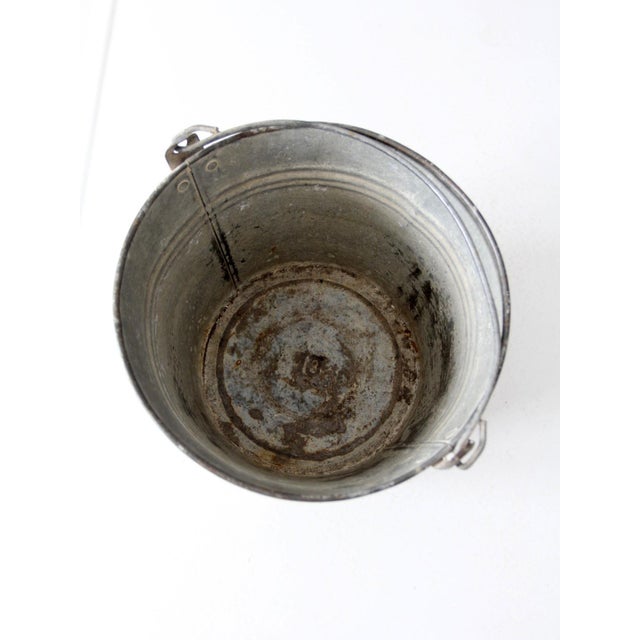 Gray Vintage Galvanized Tin Bucket For Sale - Image 8 of 11