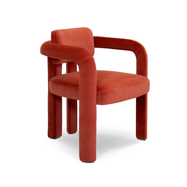 Contemporary Double Arch Dining Chairs in Crimson Red Cotton Velvet from Insidherland, Set of 10 For Sale - Image 3 of 16