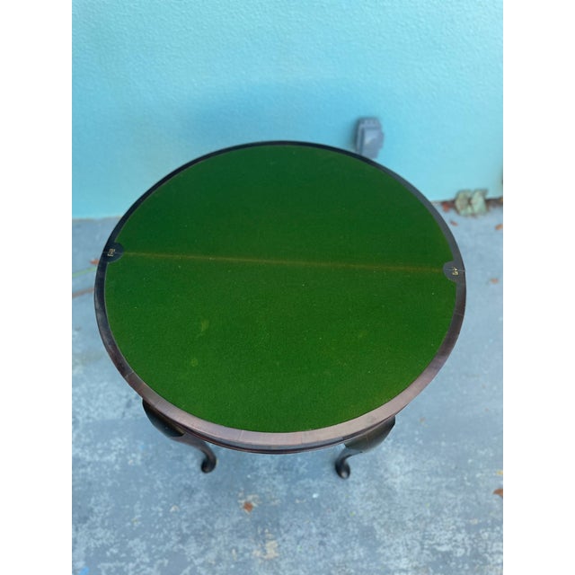 Antique 1880s French Mahogany Folding Game Table With Green Felt – Original Condition For Sale - Image 9 of 14