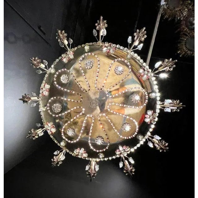 1930's French Silver Plated Light Fixture With Amethyst Crystlas For Sale - Image 4 of 6