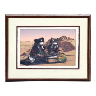 Late 20th Century "Alo Manas" Niman Kachinas Figurative Lithograph, Framed For Sale