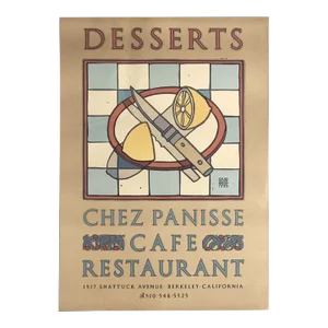1995 American Restaurant Poster, Chez Panisse Dessert (David Lance Goines)