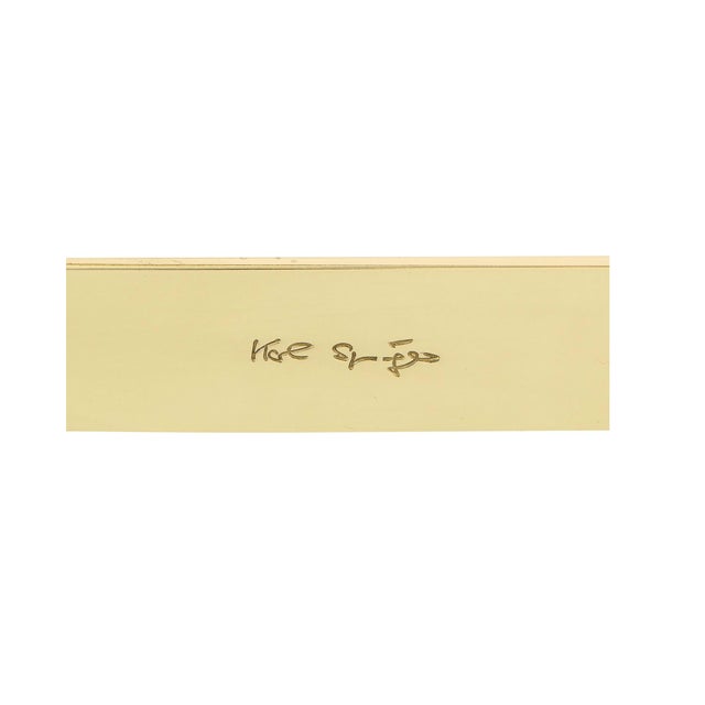 1980s Karl Springer Authentic Signed Lucite and Brass Coffee Table For Sale - Image 5 of 5